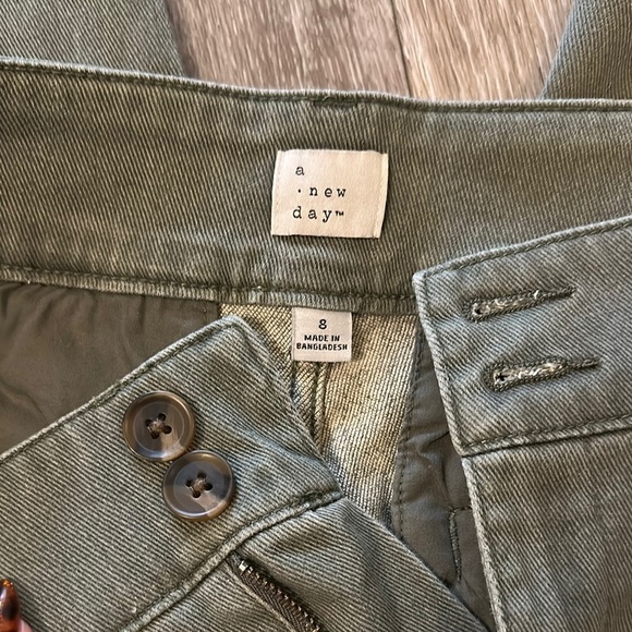 A • NEW DAY | Olive Green High Waist Pleat Front Tapered Trousers Khakis - Picture 5 of 16